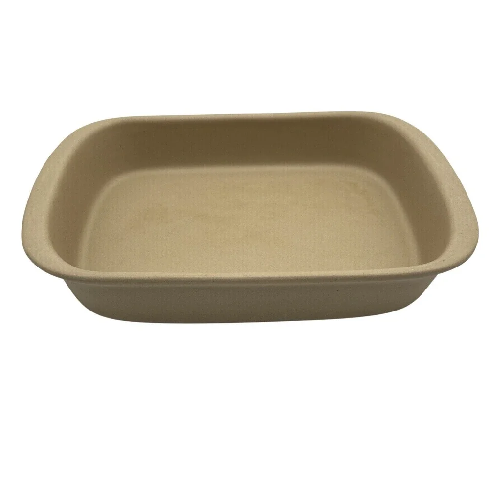 Pampered Chef Rectangular Baker Family Heritage Collection Stoneware Tan 13x9